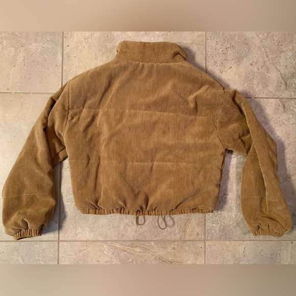 💛 Love Tree Corduroy Cropped Puffer Coat - Golden Tan - Size Large - Picture 4 of 13